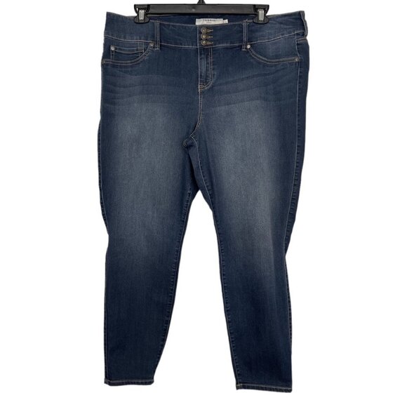 TORRID Cascade Blue Women's Dark‎ Wash Distressed Jegging Plus-Size 22R Stretch - Picture 1 of 13